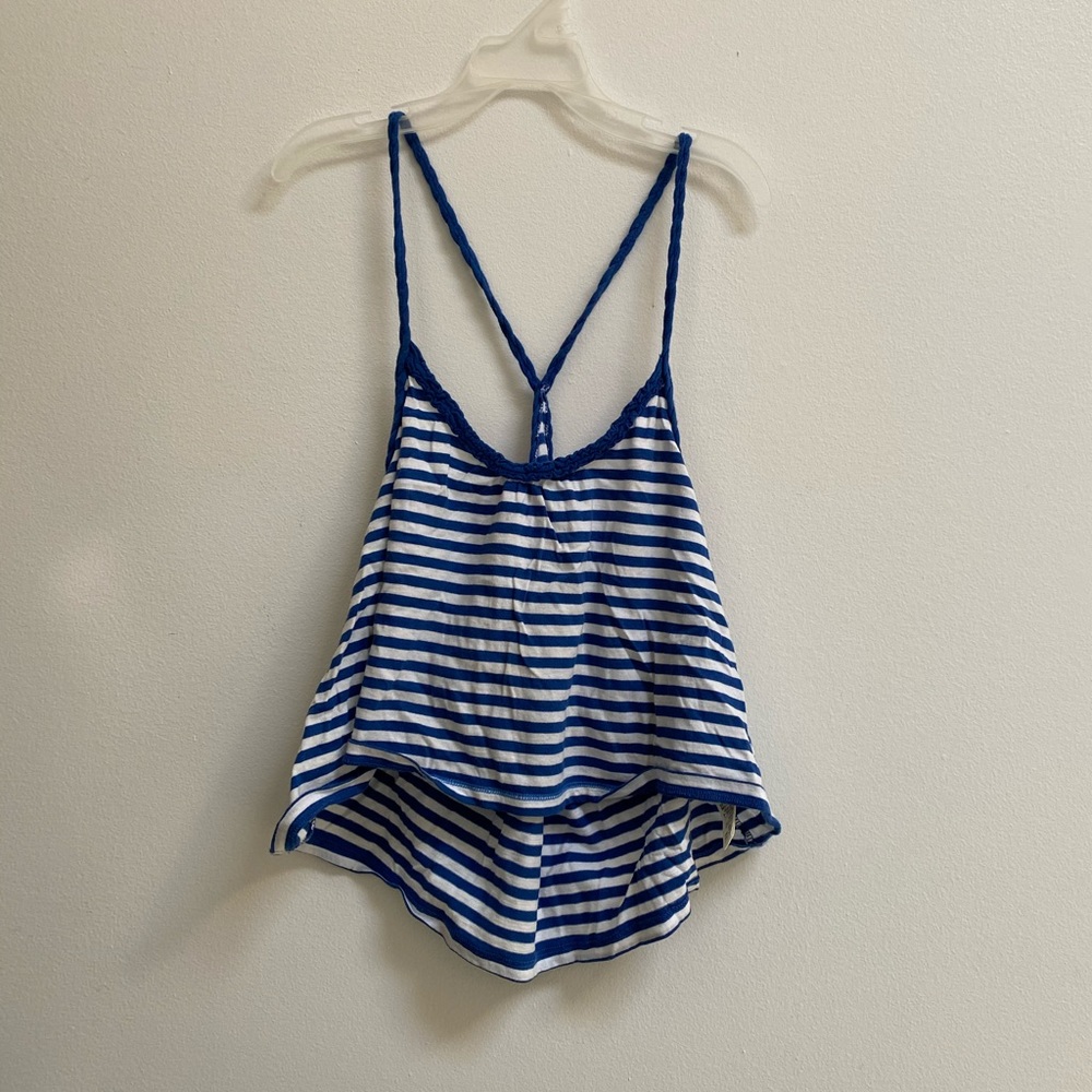 Hollister Striped Cropped Tank Top with Braided Straps M